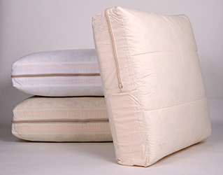 Three feather wrapped foam sofa cushions